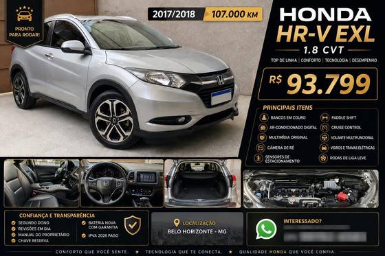 HONDA HR-V 1.8 16V FLEX EXL 4P AUTOMÁTICO HONDA HR-V 1.8 16V FLEX EXL 4P AUTOMÁTICO